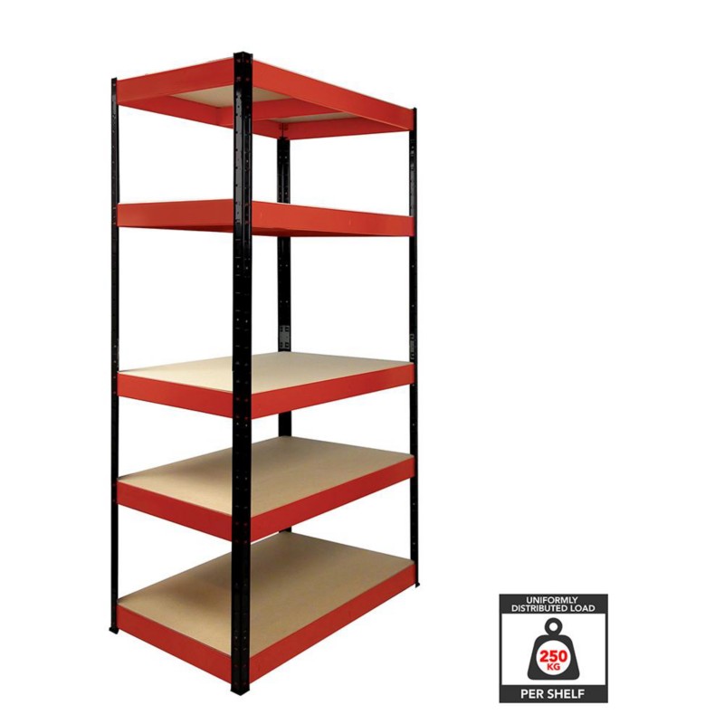 Garage Shelving Racking Unit - Red & Black / 5 / 180x90x30cm