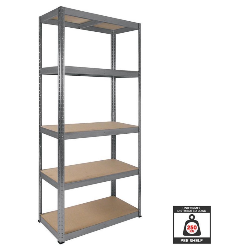 Garage Shelving Racking Unit - Silver / 5 / 180x90x30cm