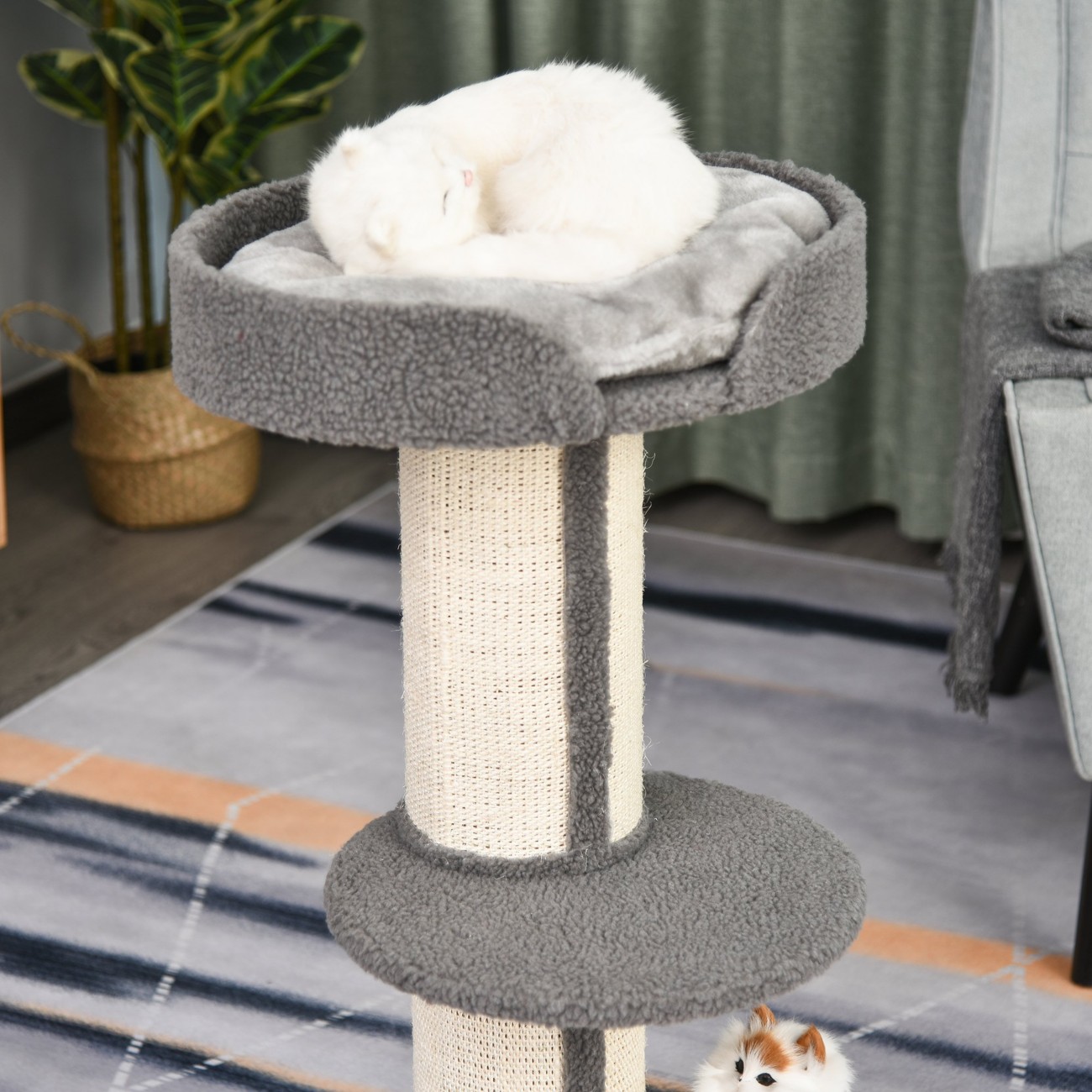 Pawhut Cat Tree Grey 450 Mm X 450 Mm X 810 Mm