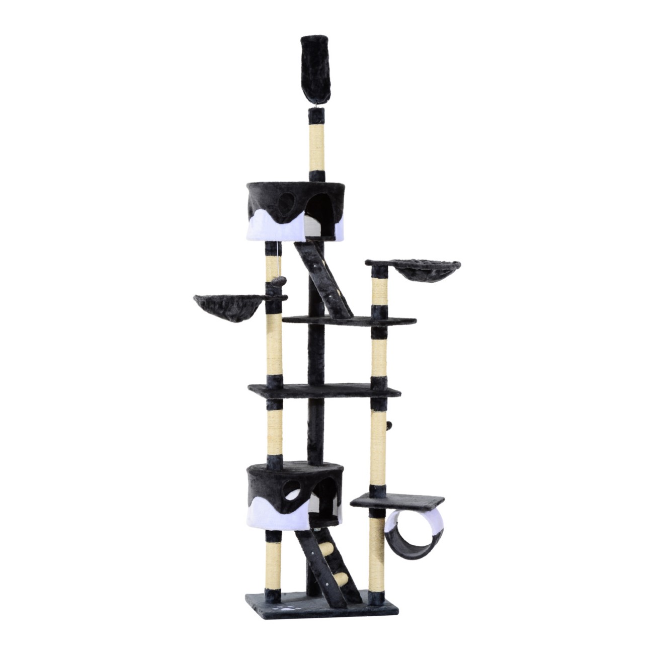 Pawhut Cat Tree Deep Grey, White 450 Mm X 600 Mm