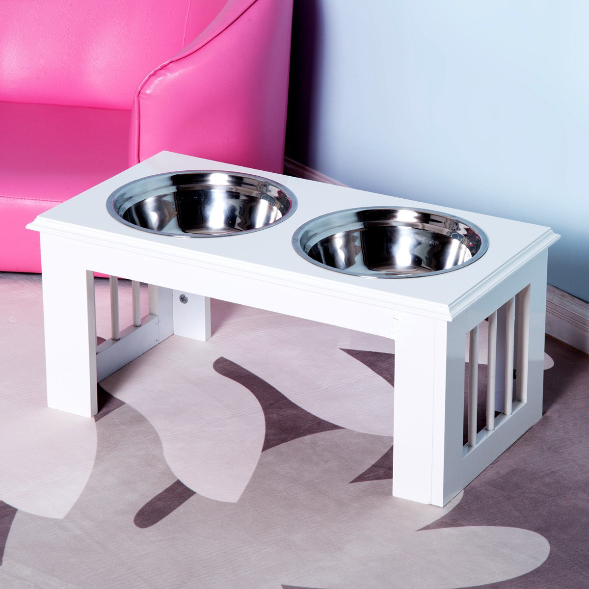 Pawhut Pet Feeder White 305 Mm X 584 Mm X 254 Mm