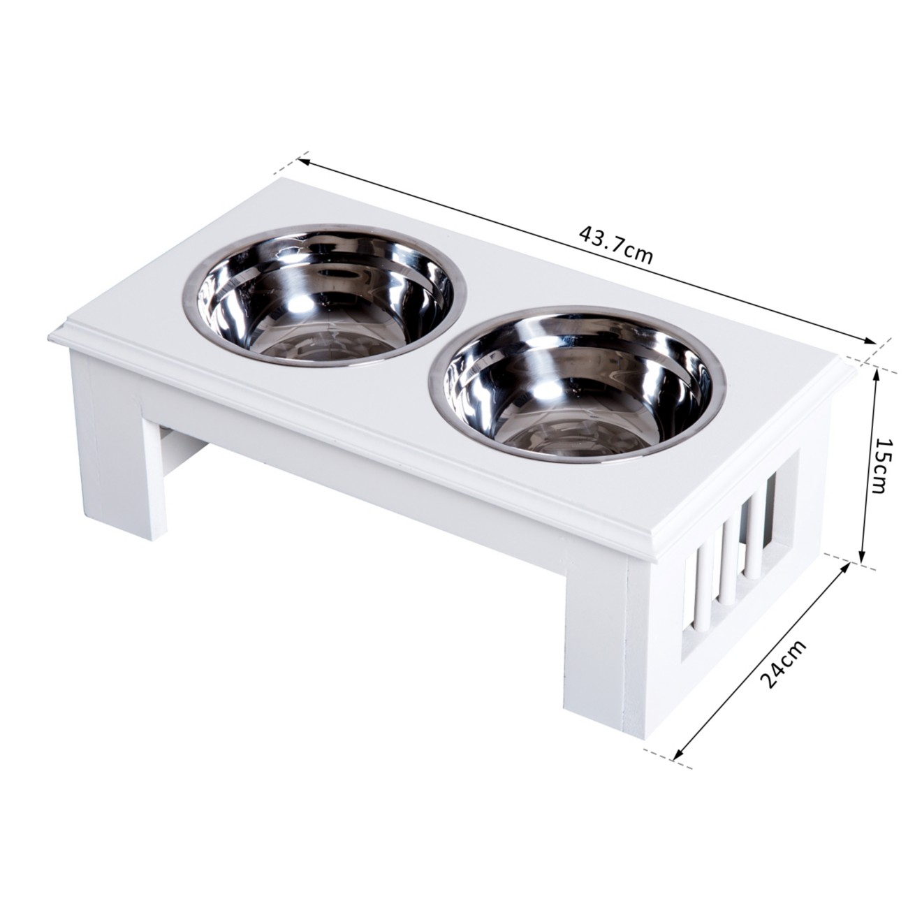 Pawhut Pet Feeder White 240 Mm X 437 Mm X 150 Mm