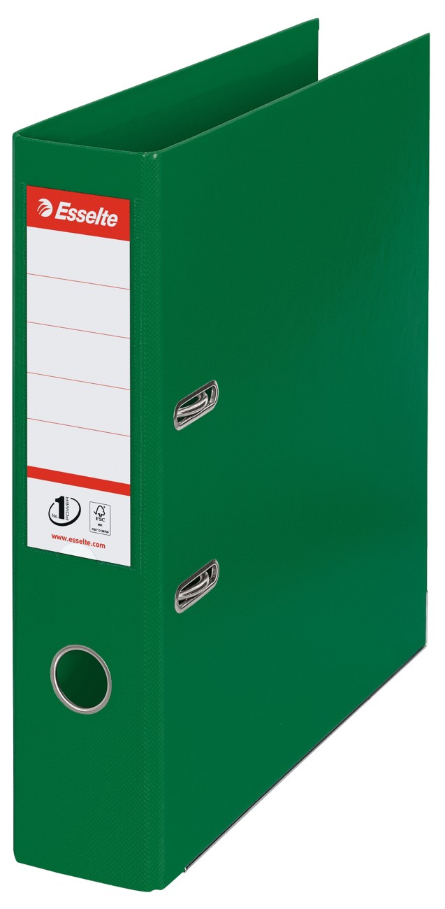 Esselte No.1 Power Wide Lever Arch File A4 72 Mm Green 2 Rings 811360 Polypropylene Portrait Pack Of 10