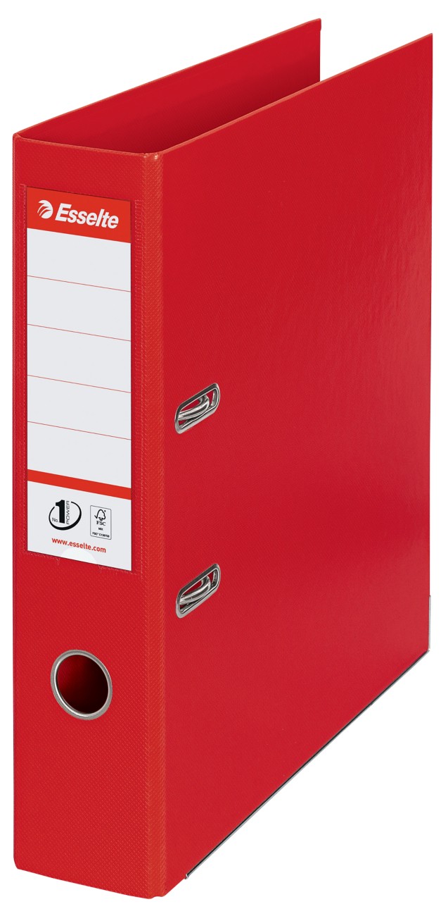 Esselte No.1 Power Wide Lever Arch File A4 72 Mm Red 2 Rings 811330 Polypropylene Portrait Pack Of 10