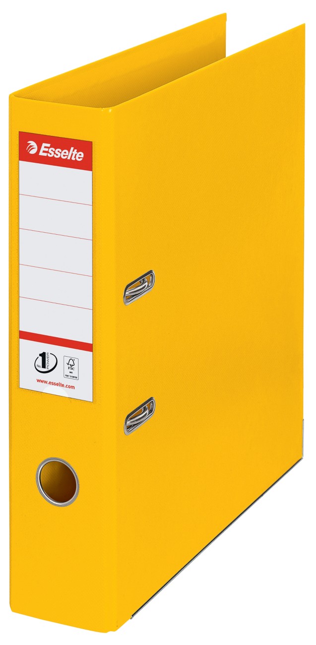 Esselte No.1 Power Wide Lever Arch File A4 72 Mm Yellow 2 Rings 811310 Polypropylene Portrait Pack Of 10