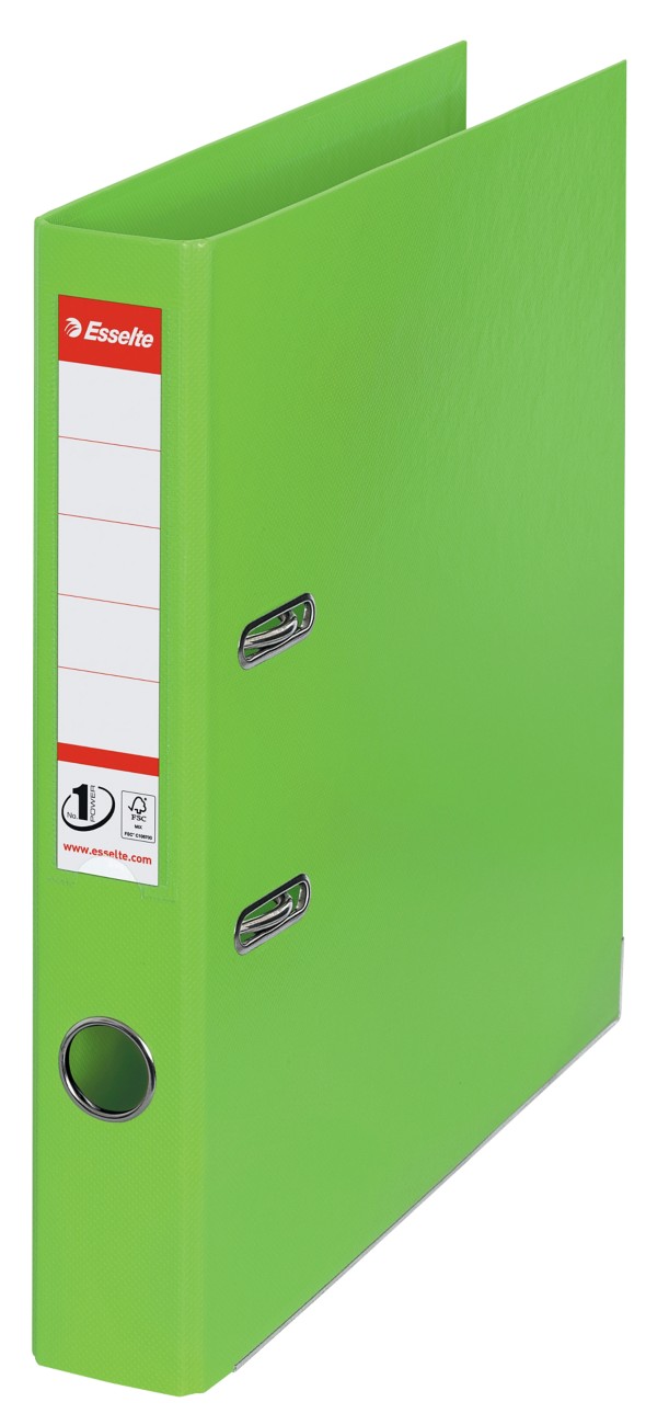 Esselte No.1 Vivida Narrow Lever Arch File A4 52 Mm Green 2 Rings 624073 Polypropylene Portrait Pack Of 10