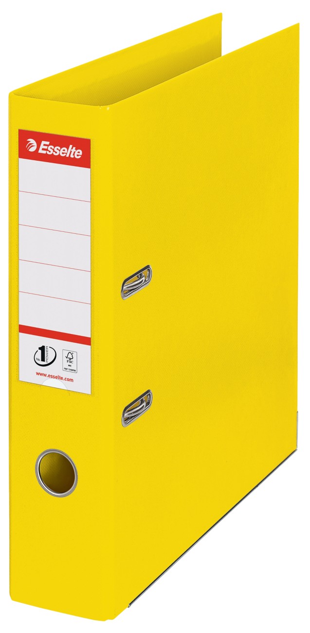 Esselte No.1 Vivida Wide Lever Arch File A4 72 Mm Yellow 2 Rings 624070 Polypropylene Portrait Pack Of 10