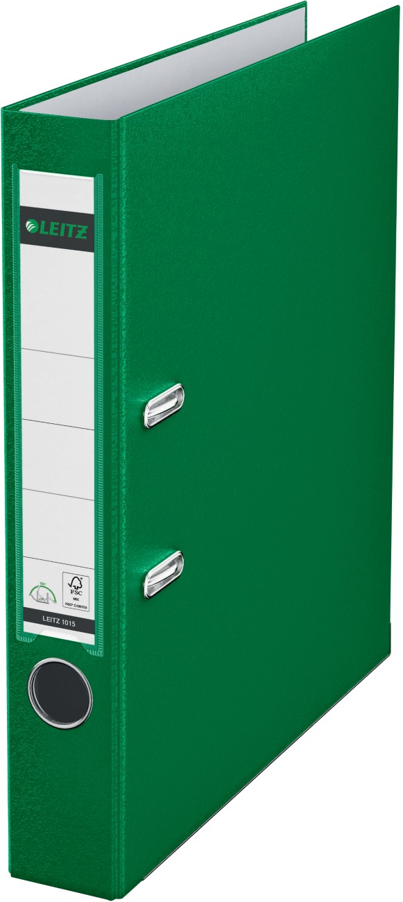 Leitz 180° Narrow Lever Arch File A4 52 Mm Green 2 Rings 1015 Polypropylene Portrait Pack Of 10