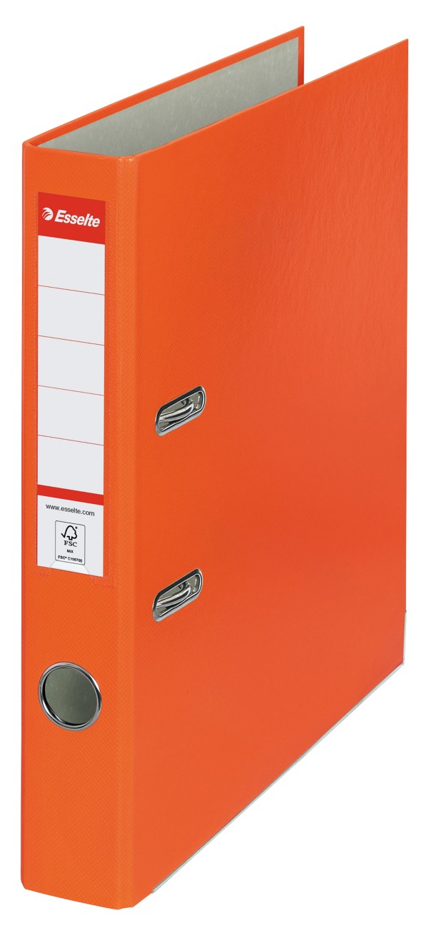 Esselte Essentials Narrow Lever Arch File A4 52 Mm Orange 2 Rings 81171 Polypropylene Portrait Pack Of 25