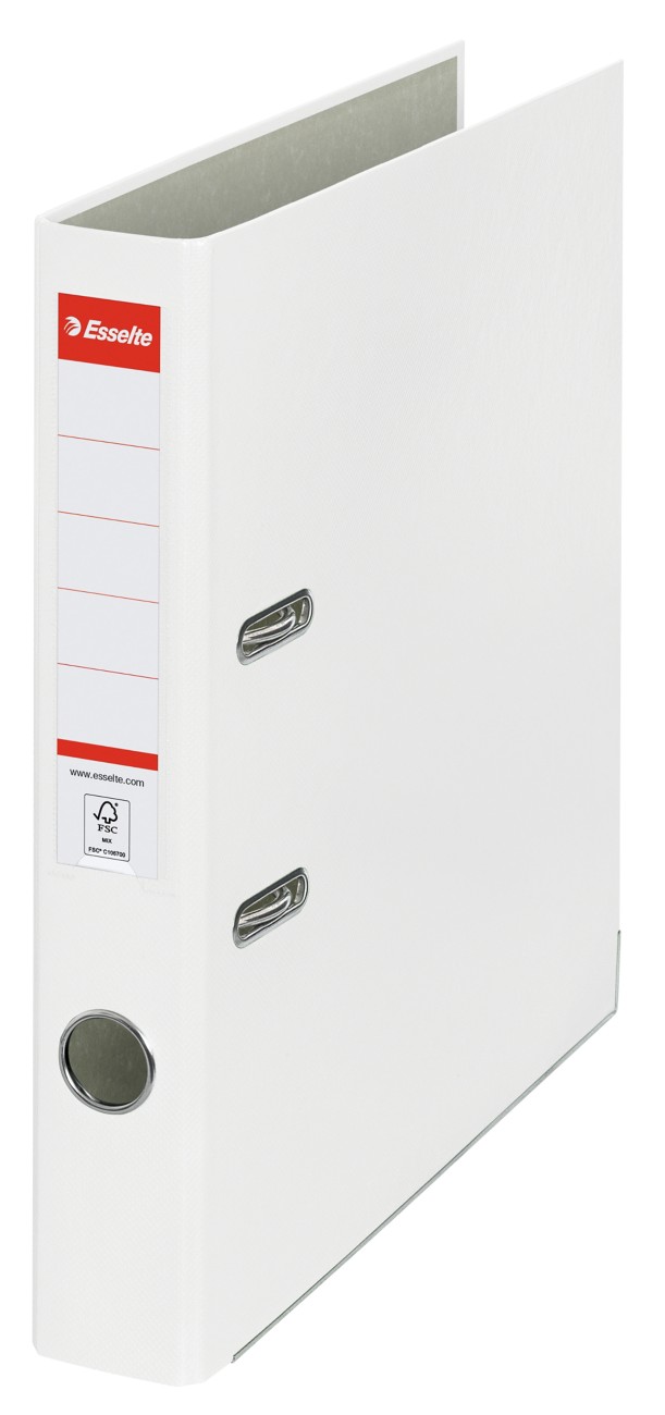 Esselte Essentials Narrow Lever Arch File A4 52 Mm White 2 Rings 81190 Polypropylene Portrait Pack Of 25