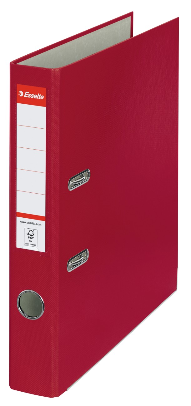 Esselte Essentials Narrow Lever Arch File A4 52 Mm Burgundy 2 Rings 81173 Polypropylene Portrait Pack Of 25