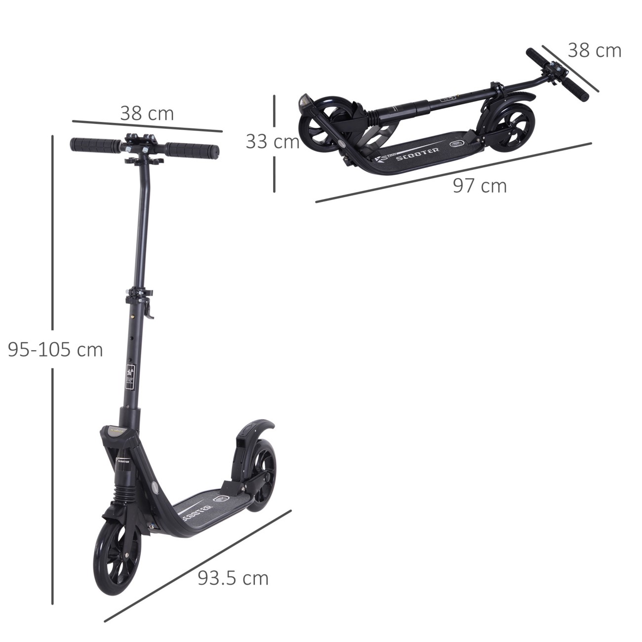 Homcom Foldable Scooter Aa1-059Bk Black