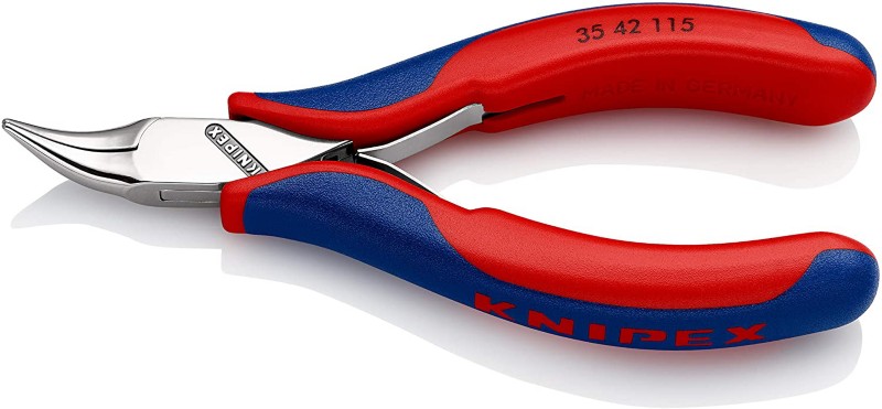 Knipex Elektronische gebogene Zange 35 42 115 Kugellager Chromstahl 23 mm Blau, Rot