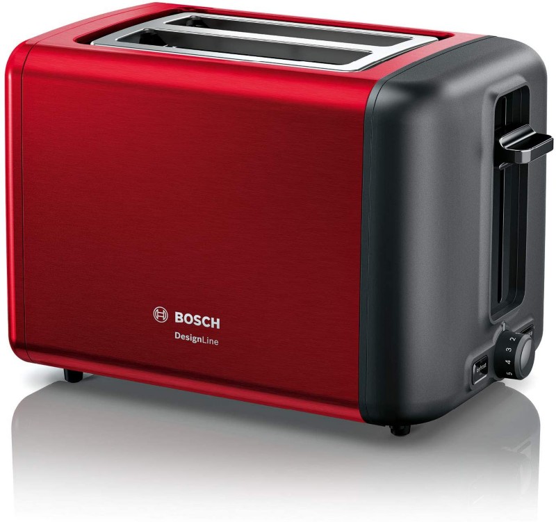 Image of BOSCH Toaster Schwarz, Rot Edelstahl 970 W TAT3P424DE