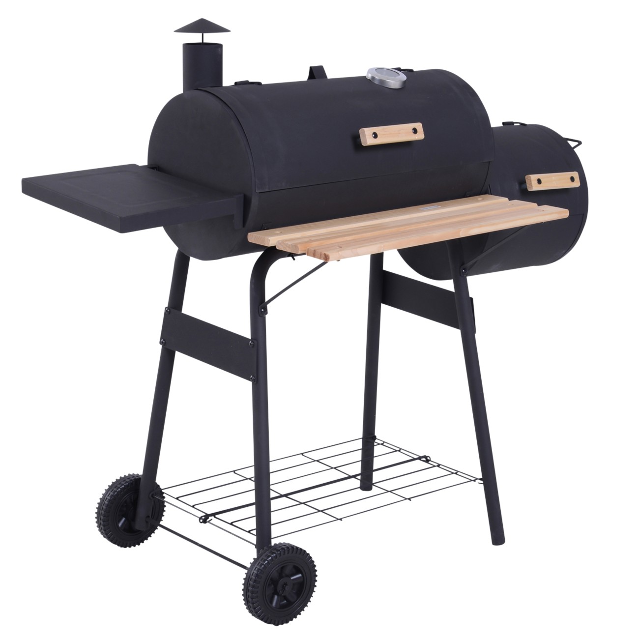 Outsunny Bbq Grill 846-036 Steel, Solid Wood Black