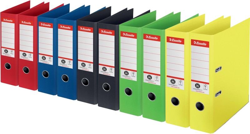 Esselte No.1 Power Breit Ordner DIN A4 75 mm Farbig Sortiert 2 Ringe 627571 Pappkarton Hochformat Recycled 10 Stück