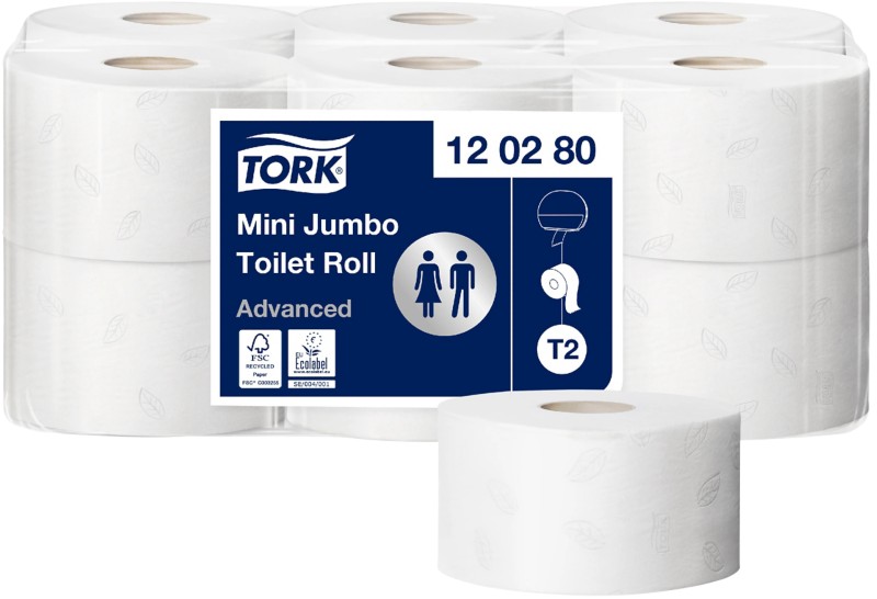 Tork Advanced Mini Jumbo Toilettenpapier T2 2-lagig 120280 12 Rollen à 850 Blatt