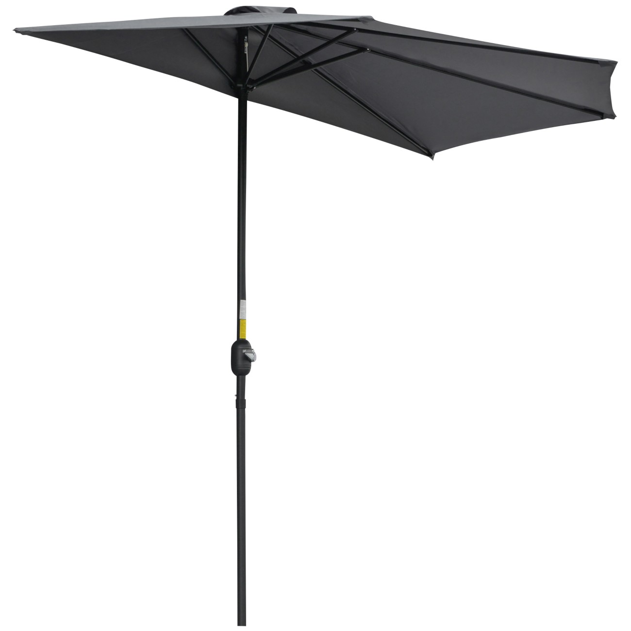 Outsunny Half Round Parasol Water-Resistant Metal, Polyester Grey