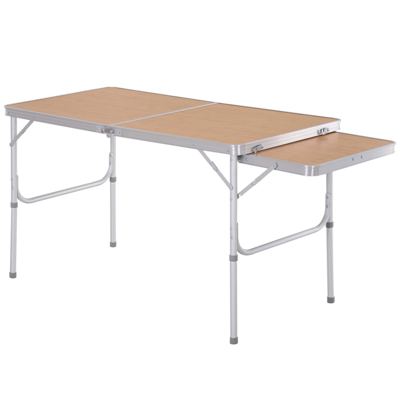 Outsunny Standard Height Adjustable Picnic Table 84B-400 Oak Aluminium 1,200 X 600 X 700 Mm