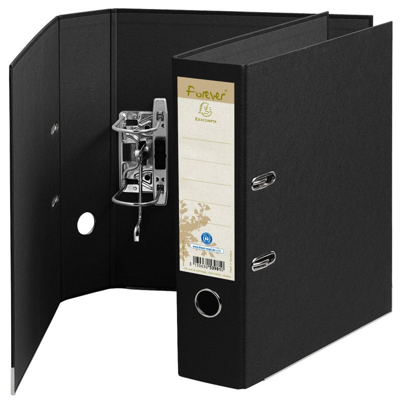 Exacompta Forever Breit Ordner DIN A4 80 mm Schwarz 2 Ringe 53981E Pappkarton, PP (Polypropylen) Glatt Hochformat Recycl...