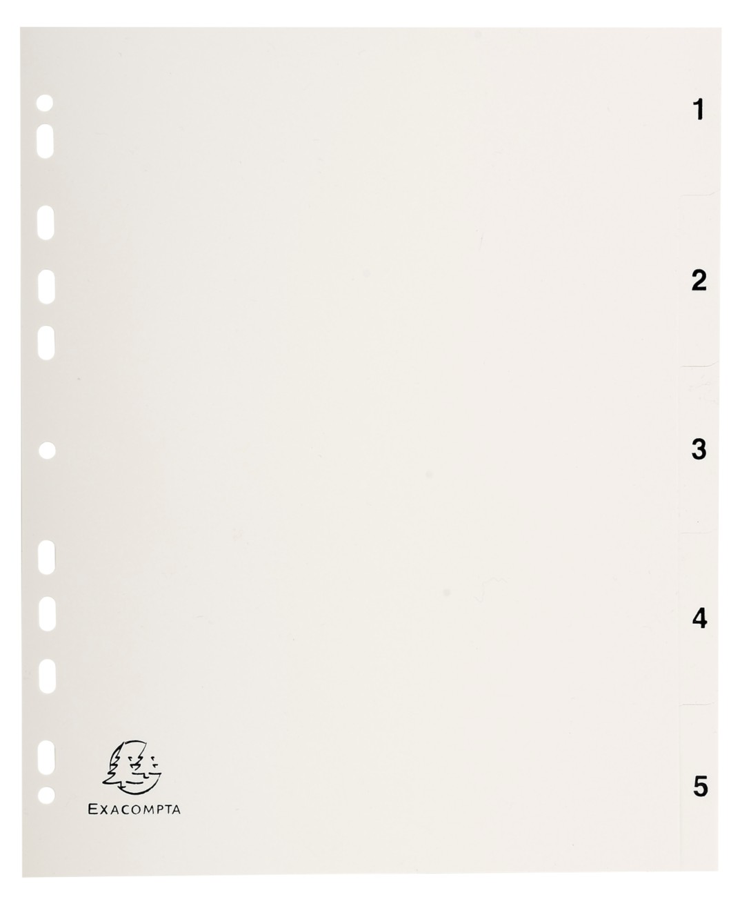 Exacompta 1 To 5 Numerical Dividers 100% Recycled A4 Grey 5 Part Pp (Polypropylene) 11 Holes 1705E
