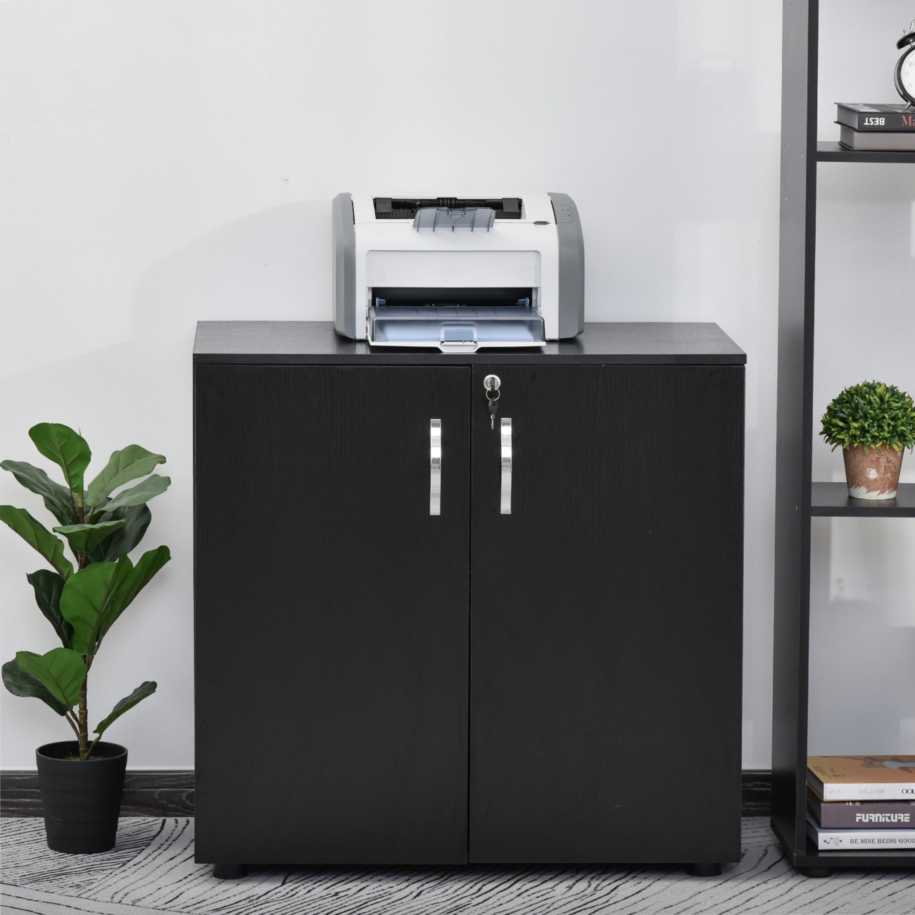 Vinsetto Particle Board File Cabinet Lockable 800 X 400 X 800 Mm Black