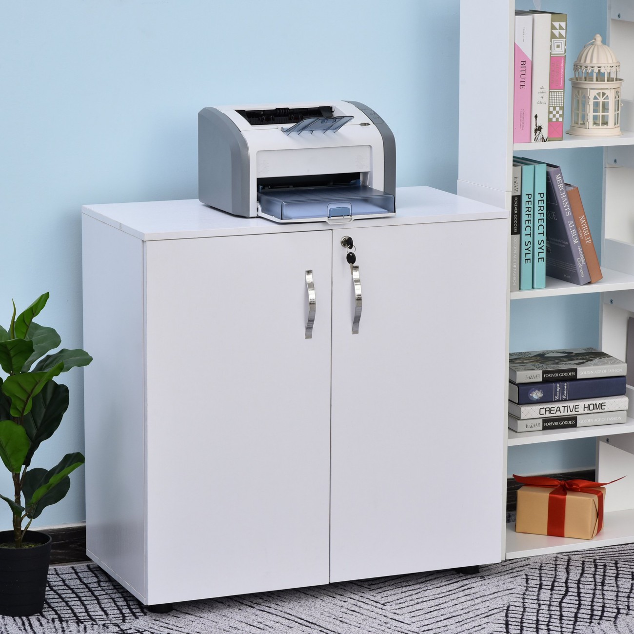 Vinsetto Particle Board File Cabinet Lockable 800 X 400 X 800 Mm White