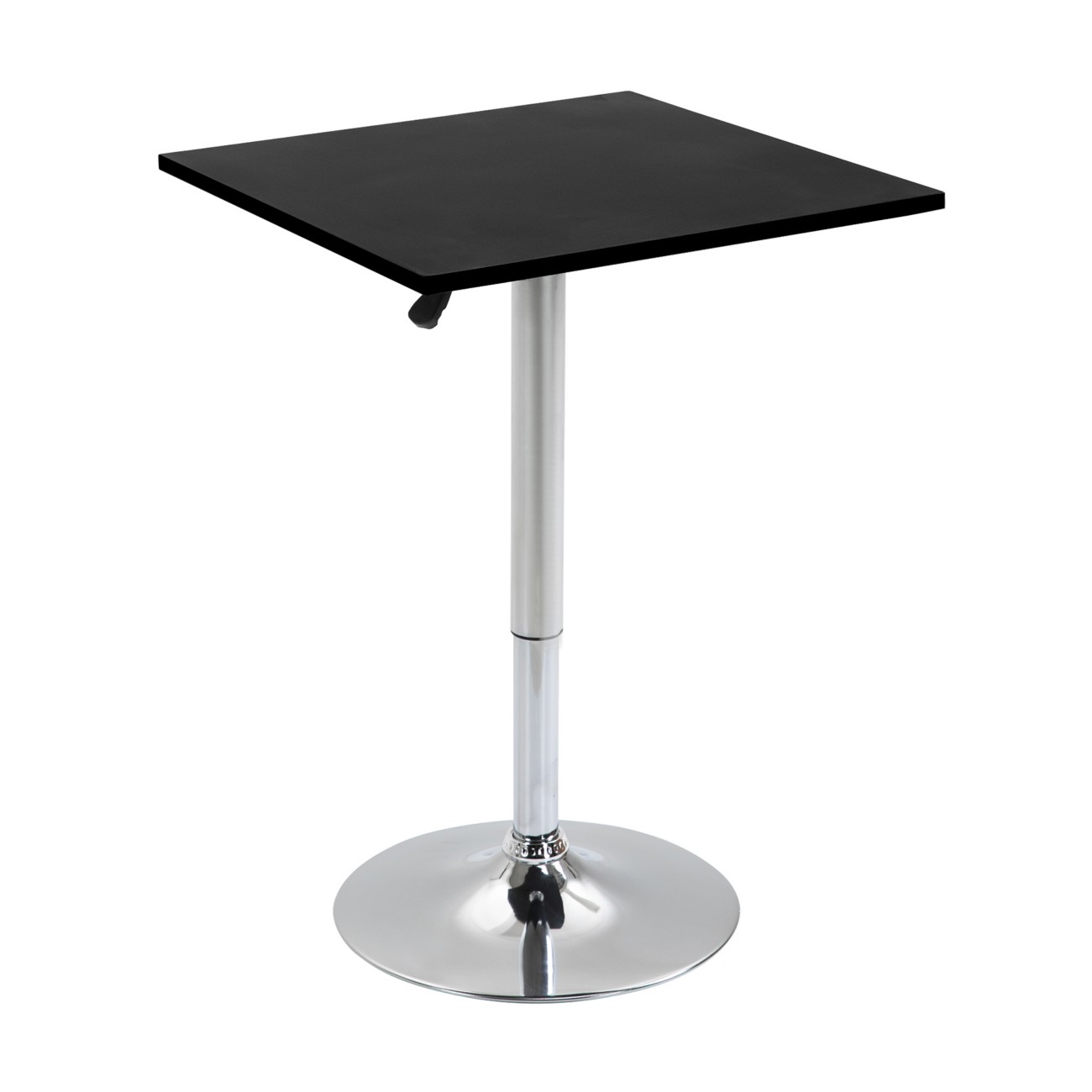 Homcom Black, Silver Modern Height Adjustable Counter Bar Table With 360° Swivel Tabletop And Electroplating Metal Base, Bistro Table, Black And Silver | Aosom Uk - Image 2