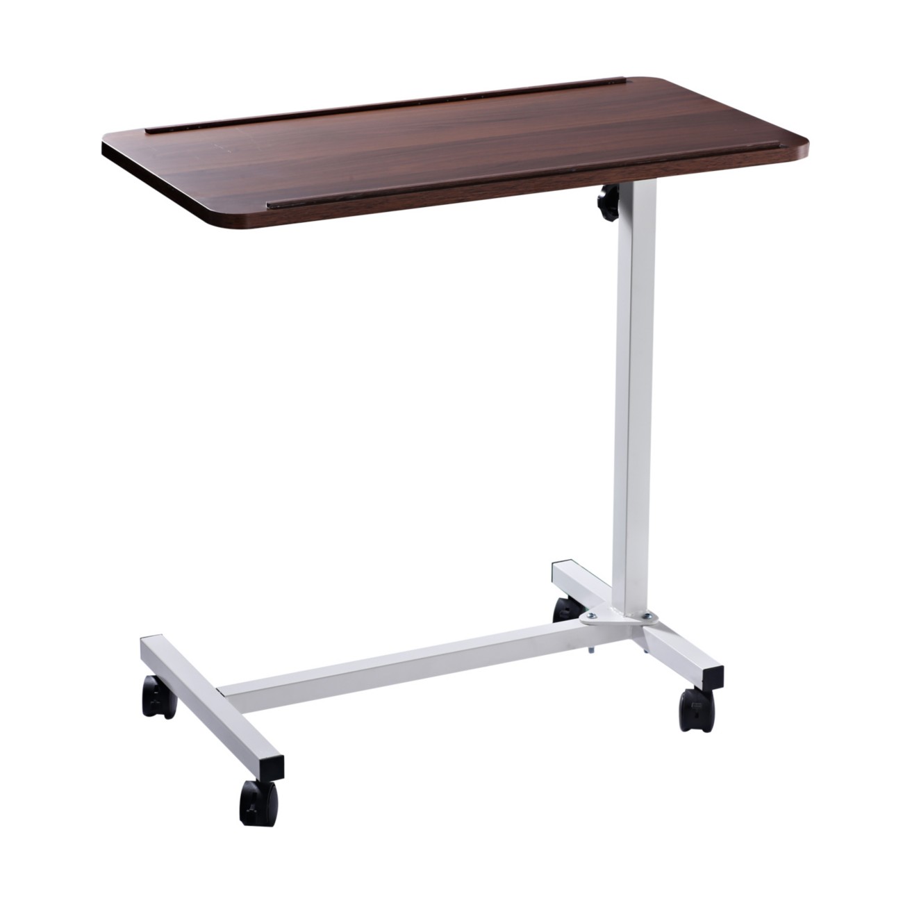 HOMCOM C-Shaped Mobile Table Sofa Over Bed Side Nightstand w/ Casters, Brake in Brown - Image 9