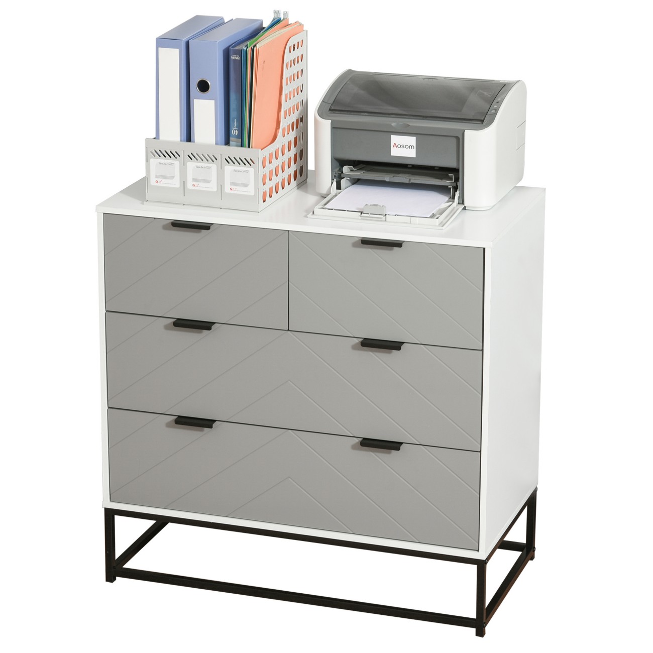 Homcom Grey Particle Board Chest Of Drawers Drawers 800 X 400 X 790 Mm Size 4
