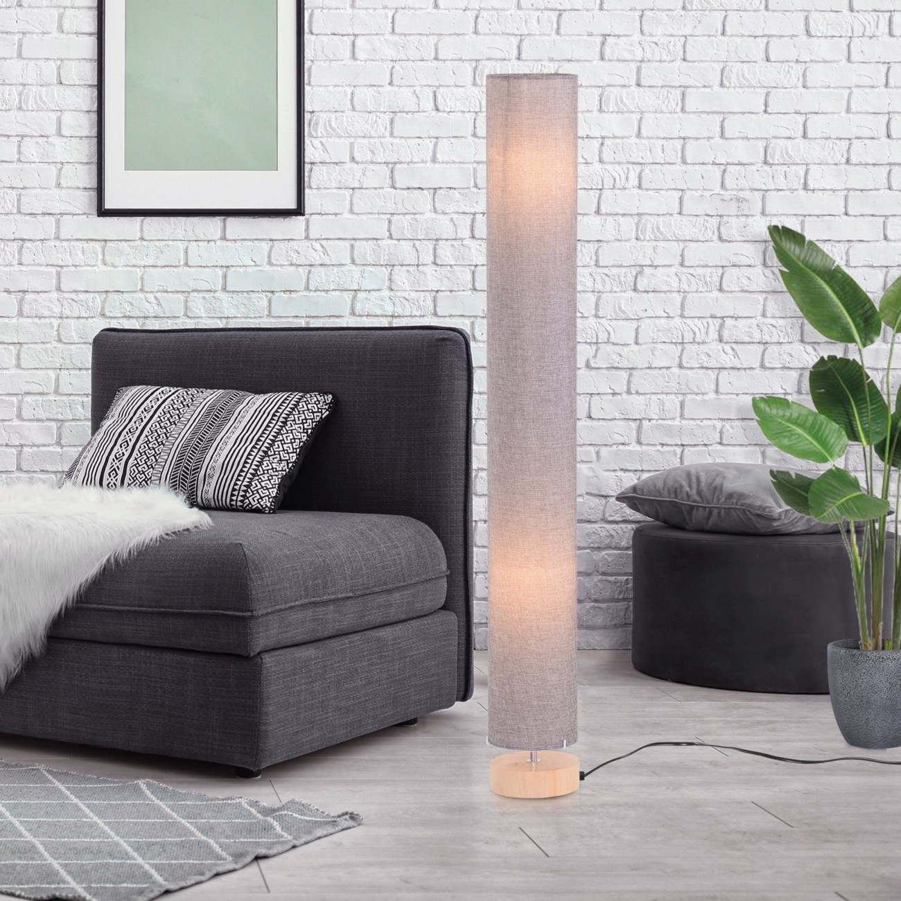 Homcom Floor Lamp Grey 150 X 150 X 1,200 Mm