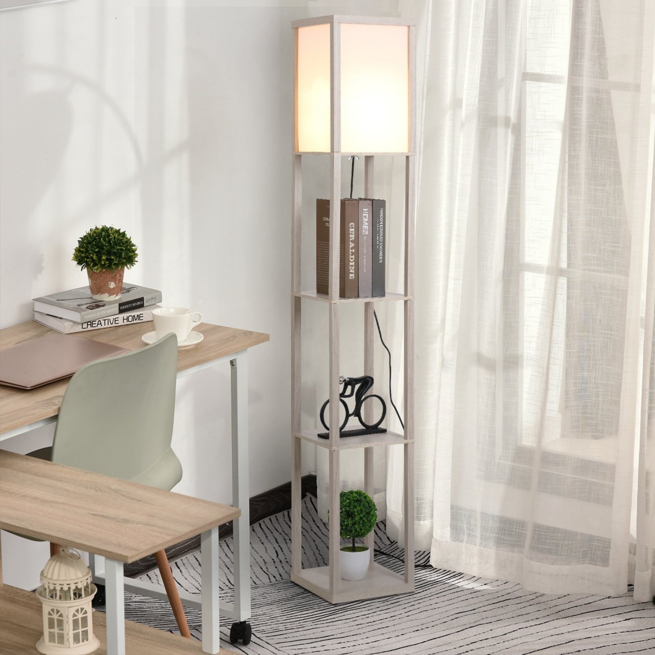 Homcom Freestanding Floor Lamp Grey 650 X 650 X 1,430 Mm
