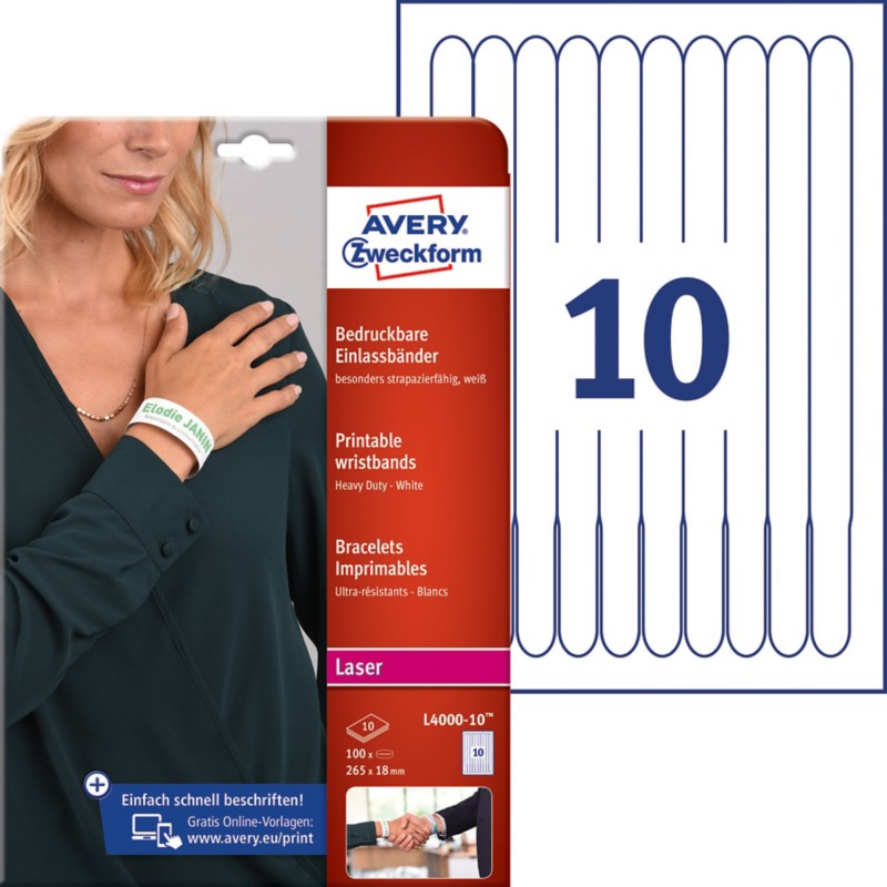 AVERY Zweckform Etiketten L4000-10 DIN A4 Weiß 265 x 18 mm 10 Blatt à 10 Etiketten