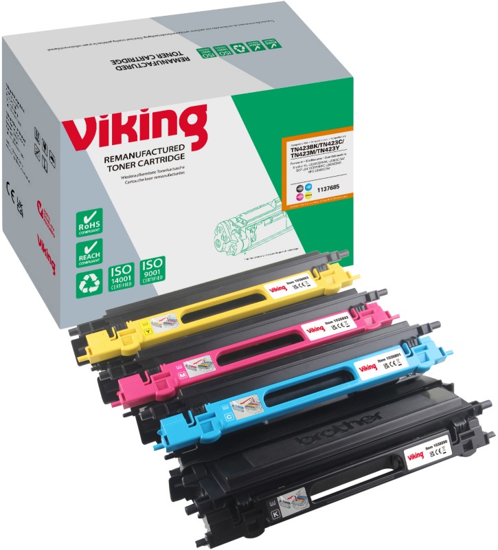 Viking TN-423BK / TN-423C / TN-423M / TN-423Y Kompatibel Brother Tonerkartusche Schwarz, Cyan, Magenta, Gelb Multipack 4...