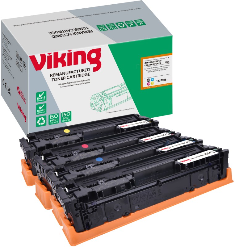 Viking 203X Kompatibel HP Tonerkartusche CF540X / CF541X / CF543X / CF542X Schwarz, Cyan, Magenta, Gelb Multipack 4 Stüc...