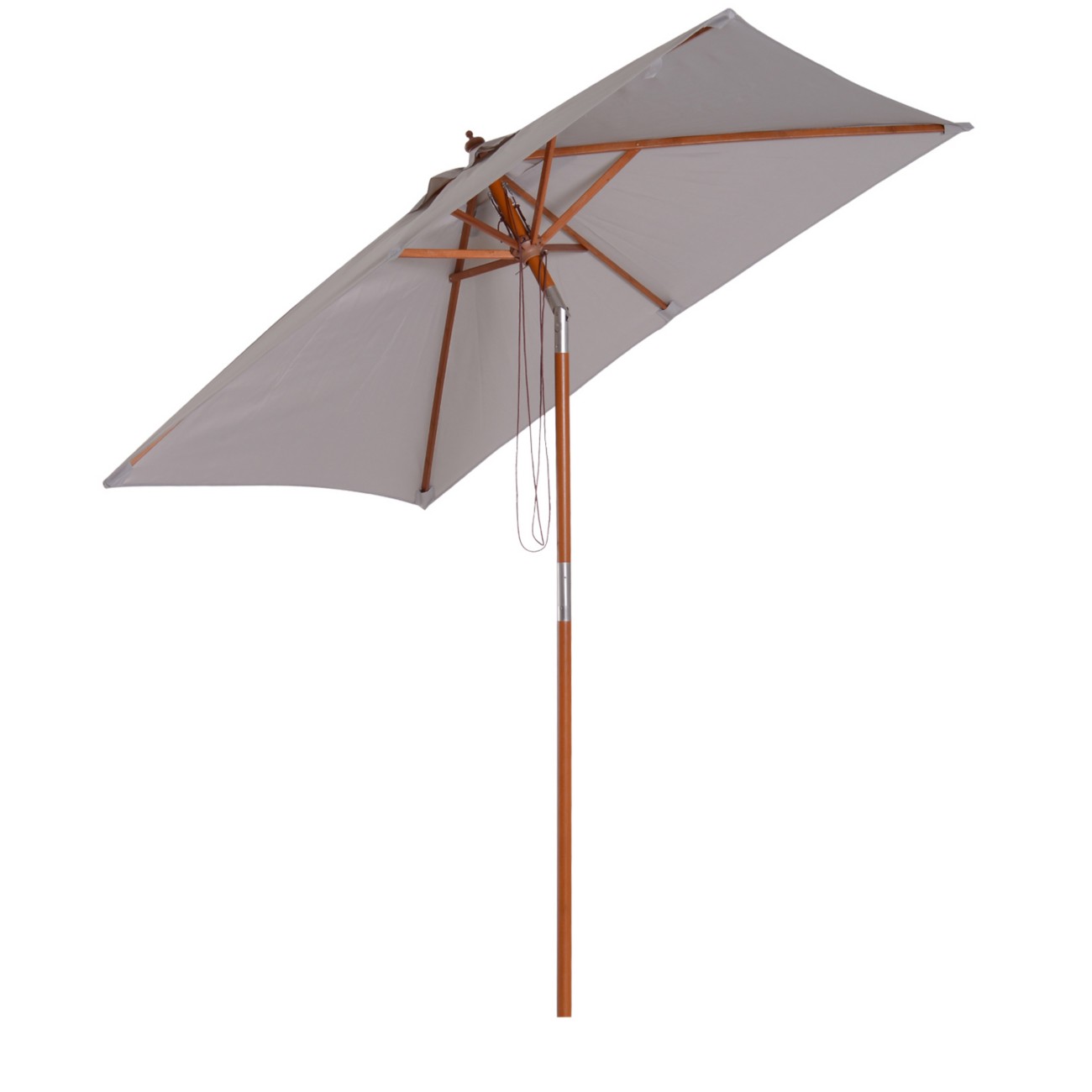 Outsunny Parasol 2000 Mm Water-Resistant Wood, Bamboo, Polyester Grey