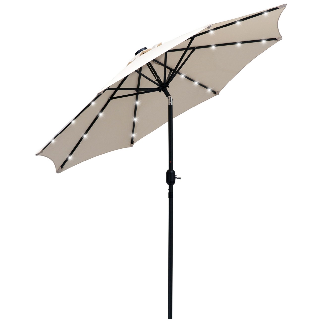 Outsunny Parasol 2670 Mm Water-Resistant Metal, Polyester, Led Cream White