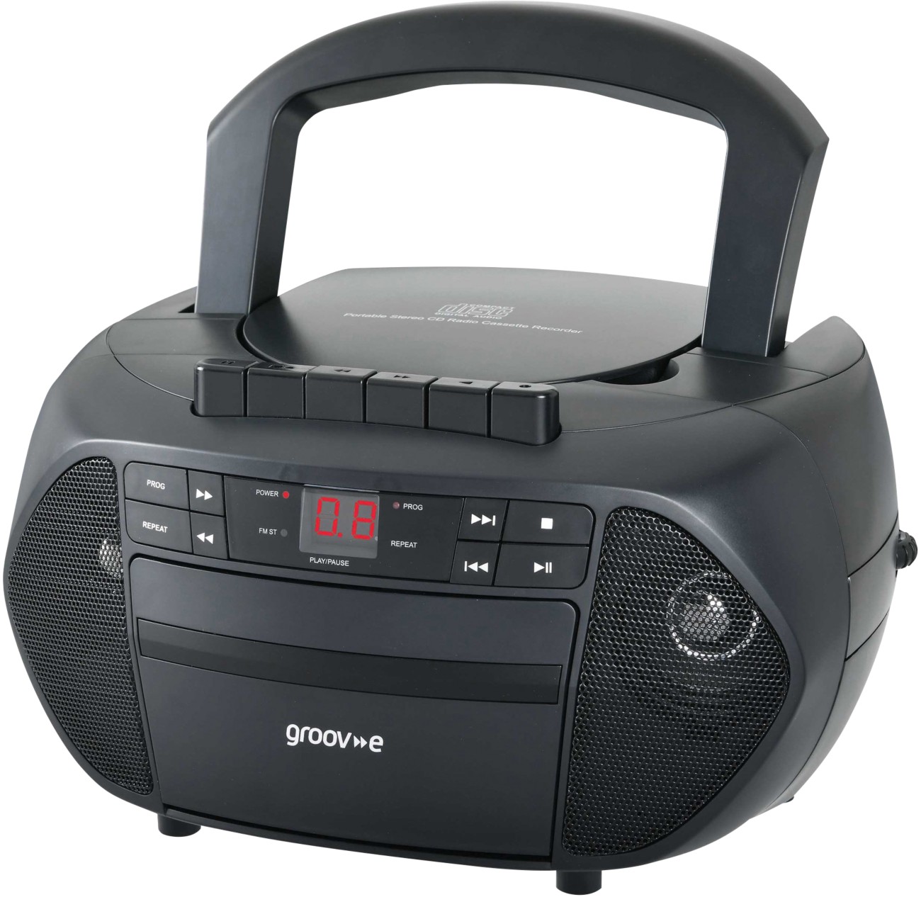 Groove-E Groov-E Traditional Boombox Cd And Cassette Player With Radio Black