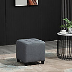 Homcom Linen-Look Square Ottoman Footstool with Footrest Side Table Grey