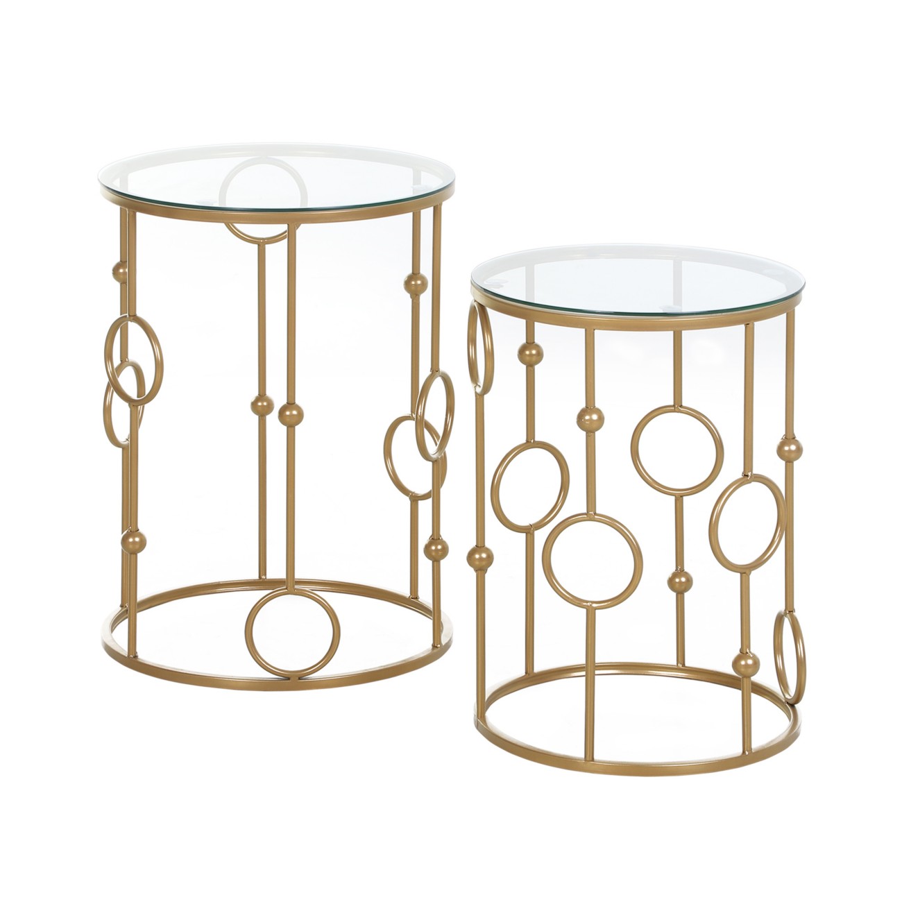 Homcom Set Of 2 Round Coffee Tables Gold