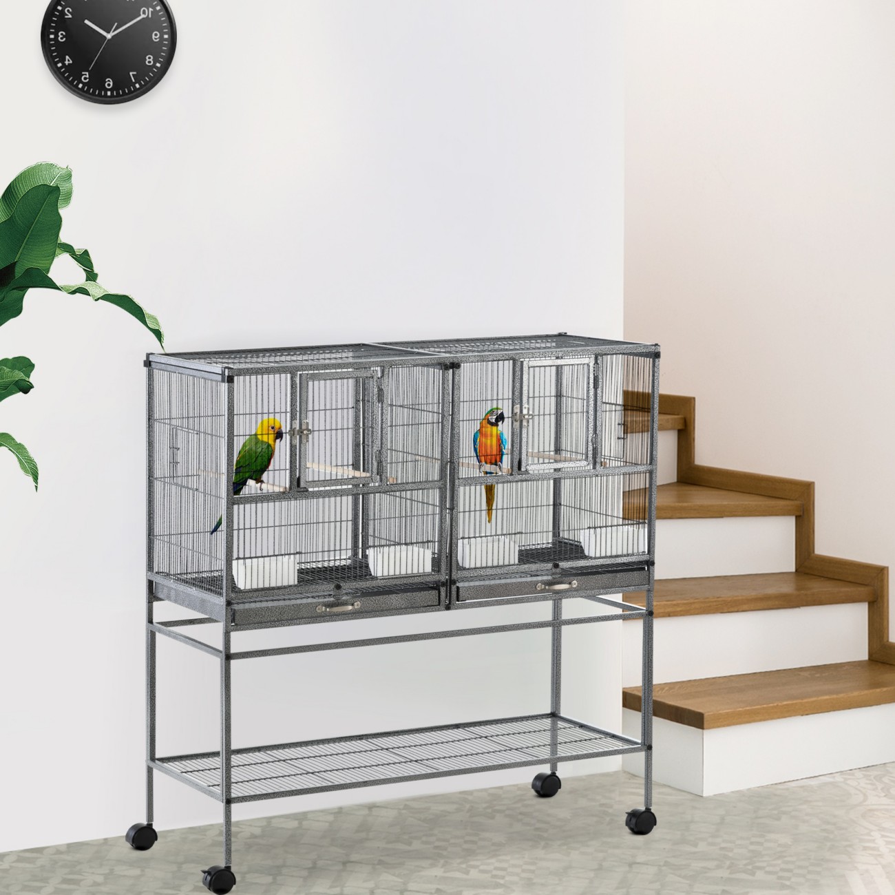 Pawhut Large Metal Bird Cage With Removable Metal Tray
