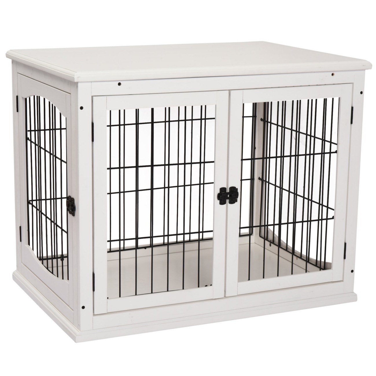 Pawhut Pet Crate End Wooden Table White 81 X 58.5 X 66 Cm