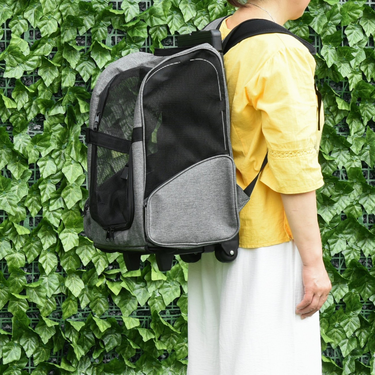 Pawhut Pet Travel Backpack With Trolley Grey