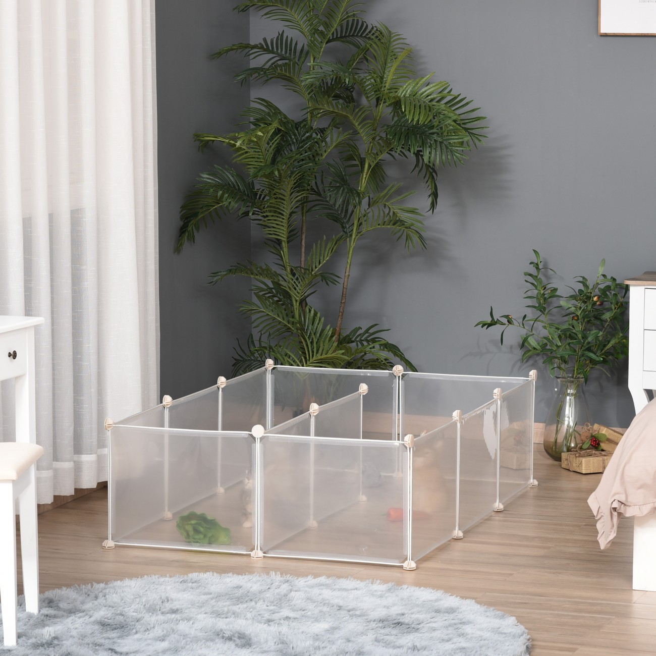 Pawhut Pet Playpen Diy Small Animal Cage With 12 Panels White