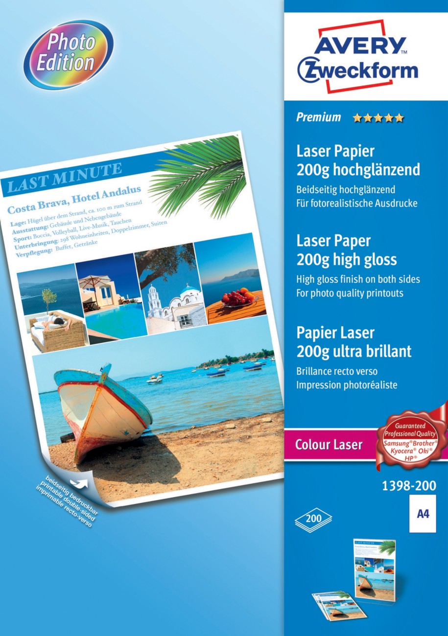AVERY Zweckform Kopierpapier 1398-200 DIN A4 Weiß 200 Blatt