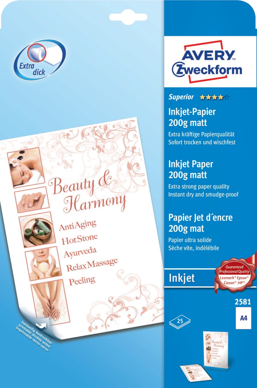 AVERY Zweckform Kopierpapier 2581 DIN A4 Weiß 25 Blatt