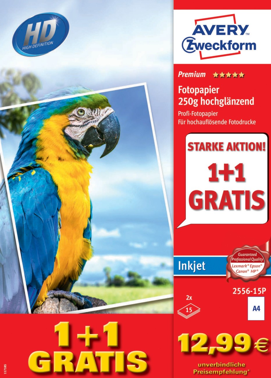 AVERY Zweckform Inkjet Fotopapier 2556-15P DIN A4 Weiß 30 Blatt