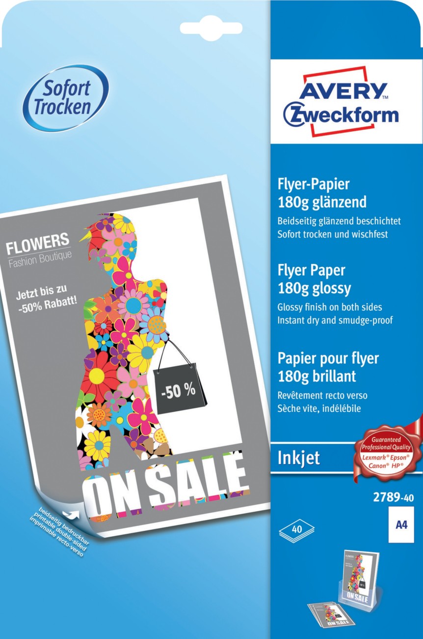 AVERY Zweckform Flyer Papier 2789-40 DIN A4 Weiß 40 Blatt
