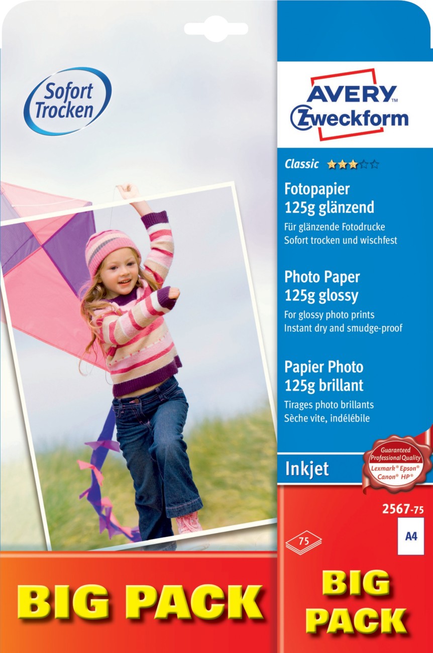AVERY Zweckform Inkjet Fotopapier 2567-75 DIN A4 Weiß 75 Blatt