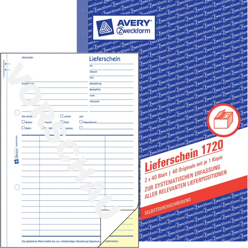 Thumbnail - AVERY Zweckform Lieferschein 1720-5 DIN A5 quer Perforiert 5 Stück